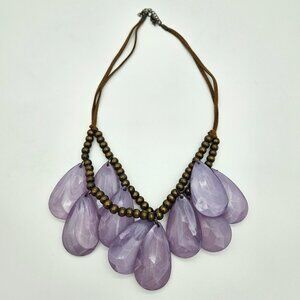 World Market Purple/Grey Stone Necklace